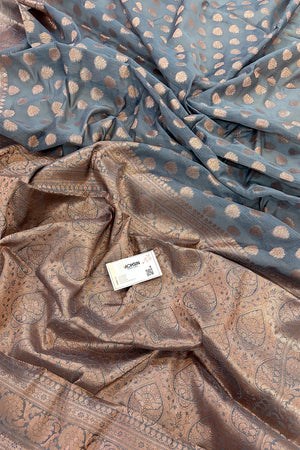 Grey Panni Buti Chanderi Silk Banarasi Saree