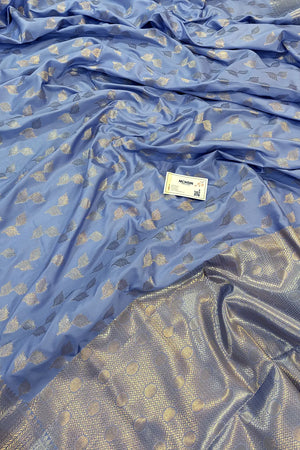 Lavender Panchi Buti Katan Silk Banarasi Saree