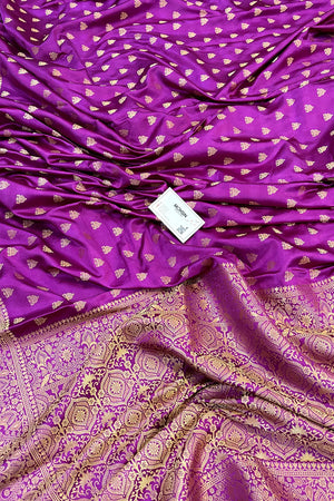 Magenta Golden Zari Katan Silk Banarasi Saree