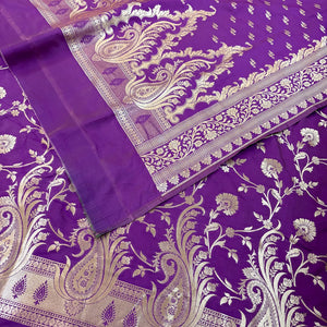 Magenta Golden Zari Katan Silk Banarasi Suit