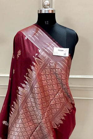 Maroon Kalyug Satin Silk Banarasi Saree