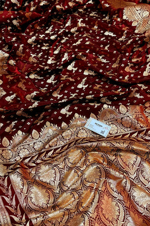Maroon Victory Katan Silk Banarasi Saree