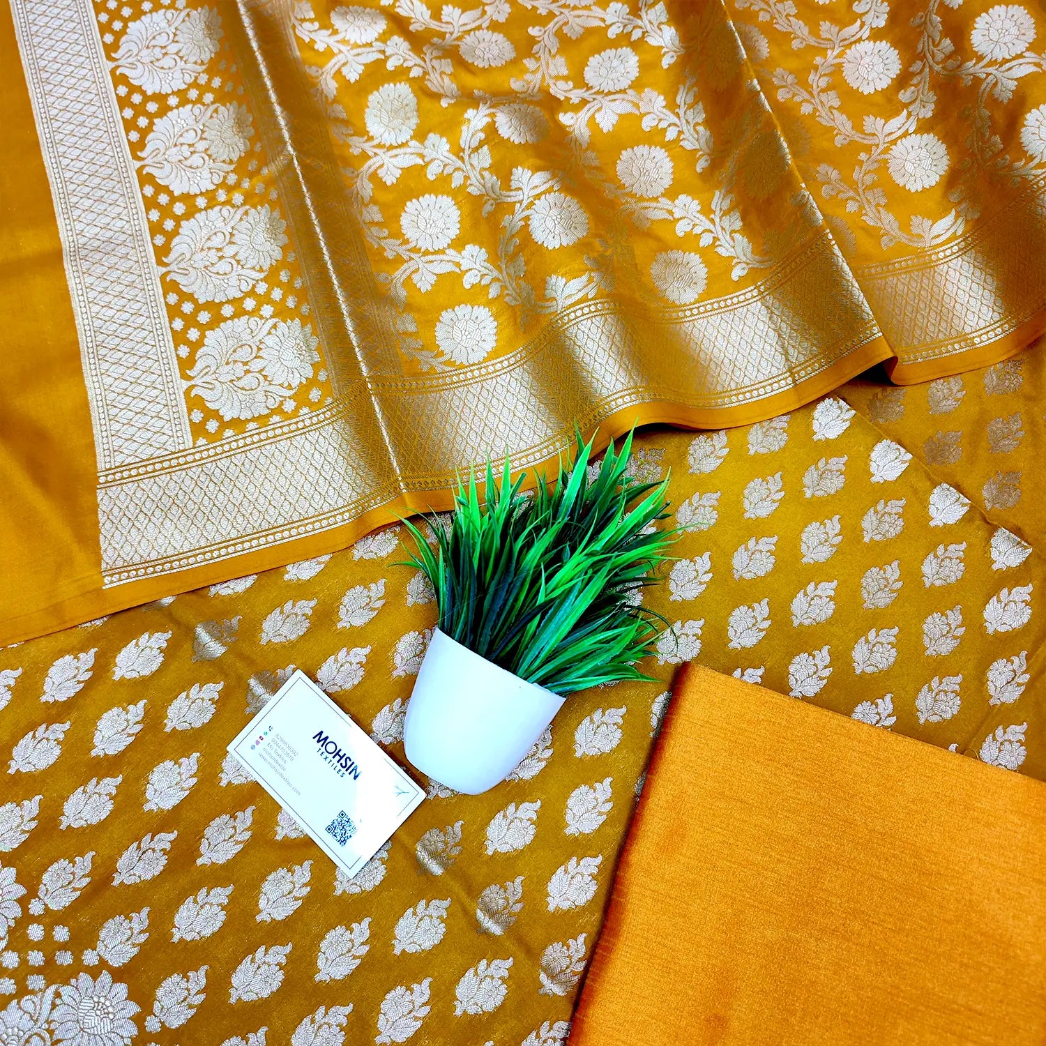 Mustard Guldaan Katan Silk Banarasi Suit