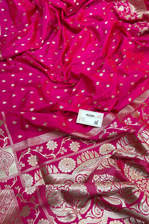 Pink Mahinki Buti Katan Silk Banarasi Saree