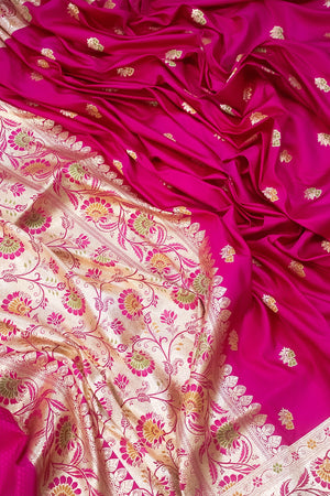 Pink Twins Buti Katan Silk Banarasi Saree