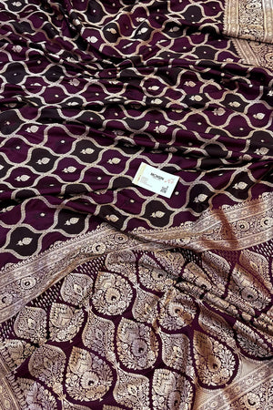 Purple Ghulam Buti Katan Silk Banarasi Saree