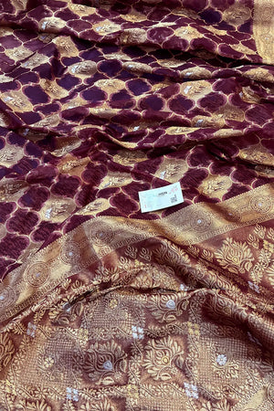 Purple Golden Zari Organza Silk Banarasi Saree