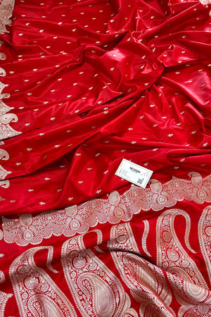 Red Deepak Buti Katan Silk Banarasi Saree