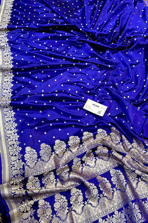 Royal Blue Hawahawai Buti Katan Silk Banarasi Saree