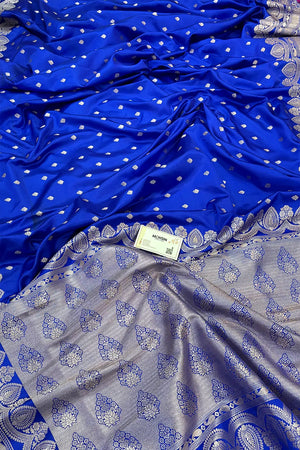 Royal Blue Jadi Buti Katan Silk Banarasi Saree