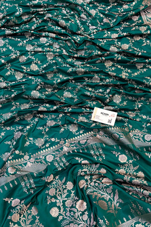 Teal Jhanjaal Katan Silk Banarasi Saree