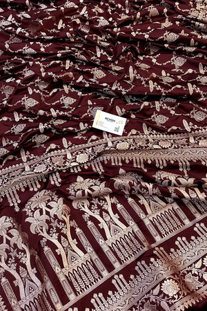 Wine Masakali Katan Silk Banarasi Saree