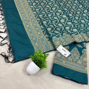 Teal Kalgha Laheriya Stone Work Banarasi Silk Suit