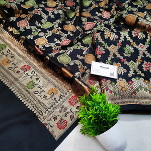 Black Meenakari Katan Silk Banarasi Suit