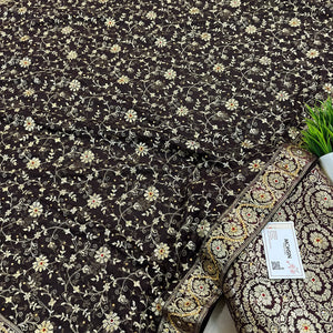 Brown Murrah Jaal Stone Work Kimkhab Silk Banarasi Gharara