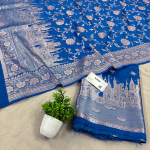 Firozi Ganga Ghat Katan Silk Banarasi Suit