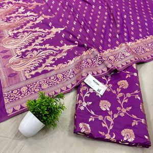 Magenta Golden Zari Katan Silk Banarasi Suit