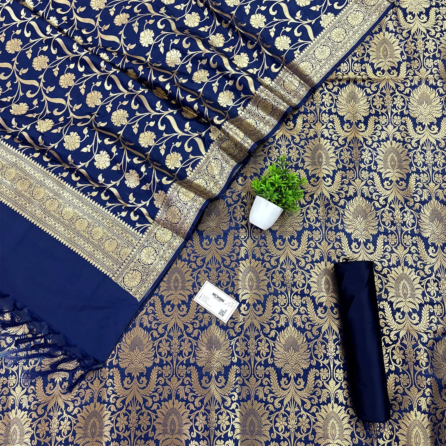 Navy Blue Alankaar Katan Silk Banarasi Suit