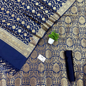 Navy Blue Alankaar Katan Silk Banarasi Suit