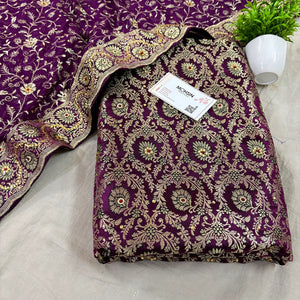 Purple Chiragha Jaal Stone Work Kimkhab Silk Banarasi Gharara