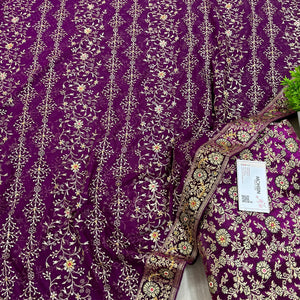 Purple Stone Work Kimkhab Silk Banarasi Gharara