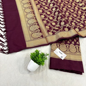Wine Gumbad Patti Katan Silk Banarasi Suit
