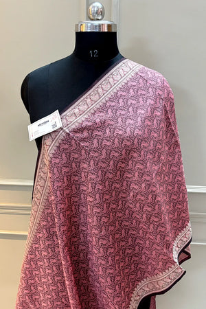 Baby Pink Resham Zari Silk Banarasi Stole