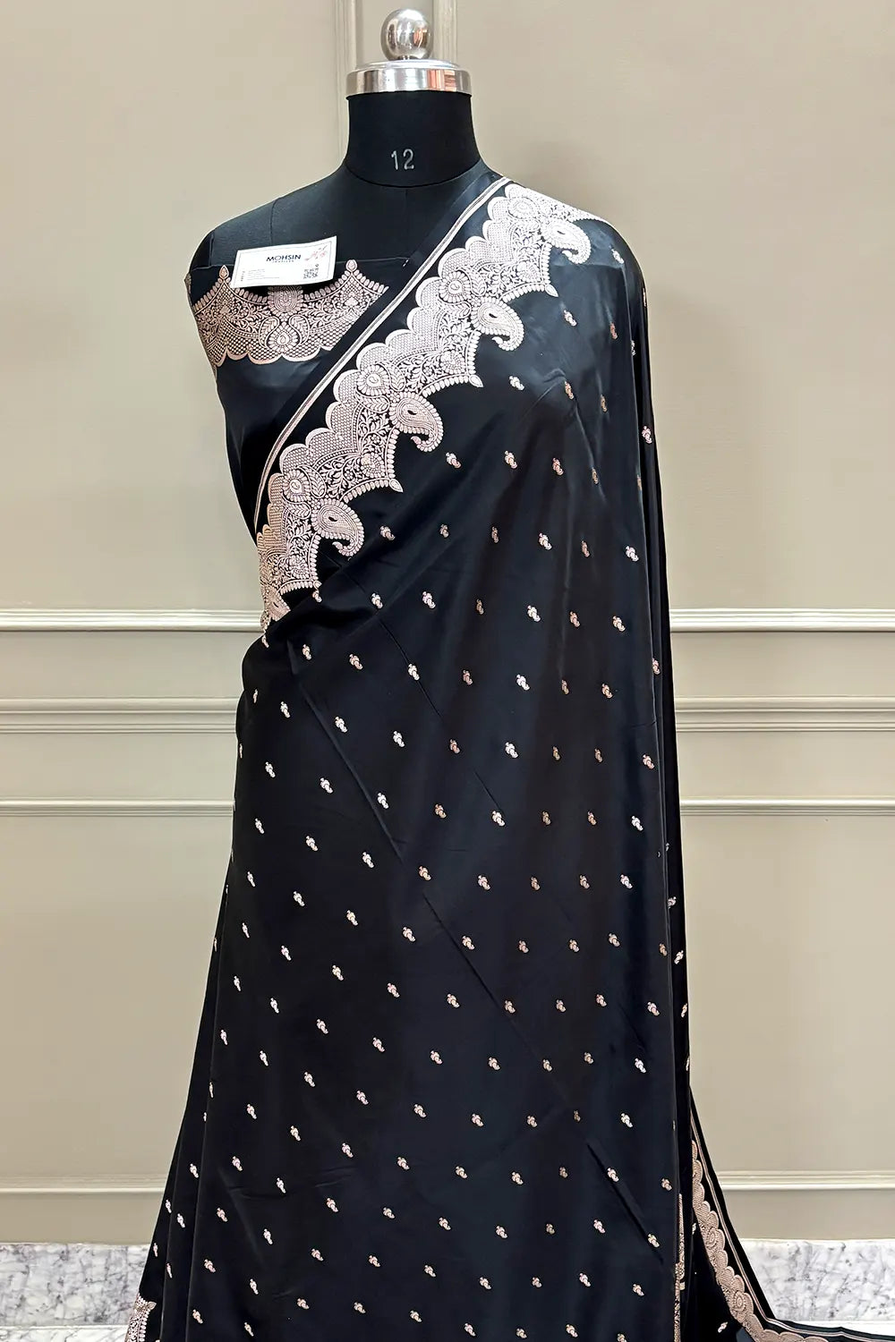 Black Deepak Buti Katan Silk Banarasi Saree