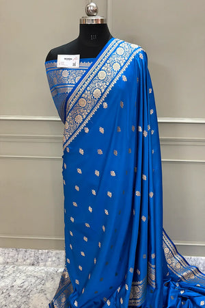 Firozi Podina Buti Katan Silk Banarasi Saree