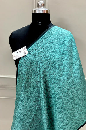 Firozi Resham Zari Silk Banarasi Stole