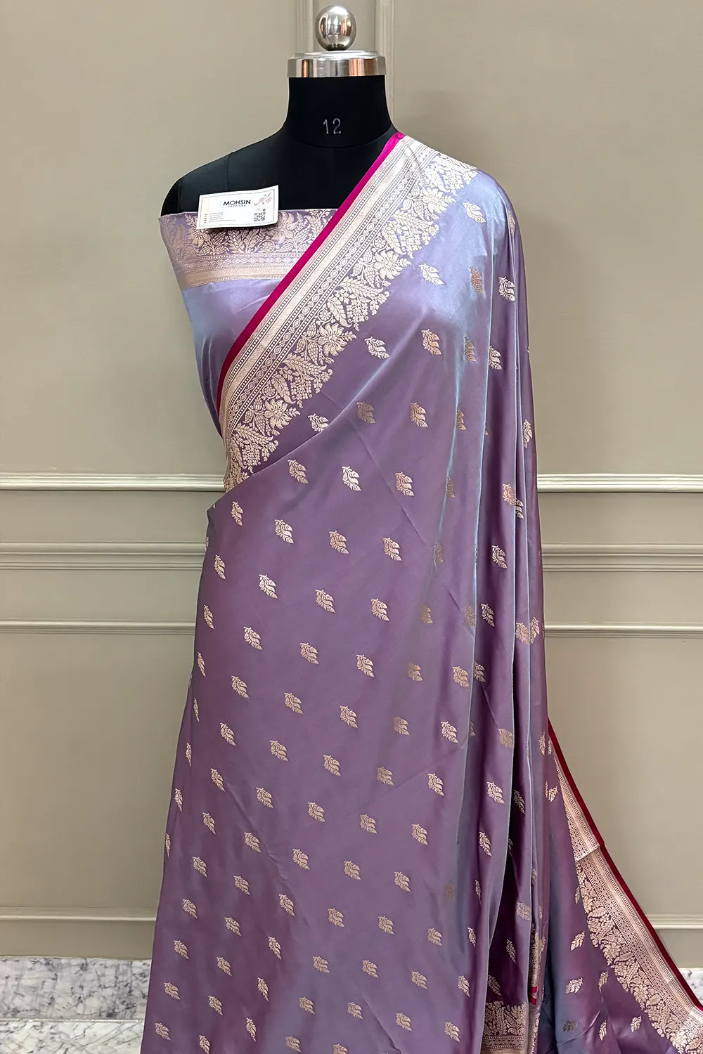 Lavender Aatari Buti Katan Silk Banarasi Saree