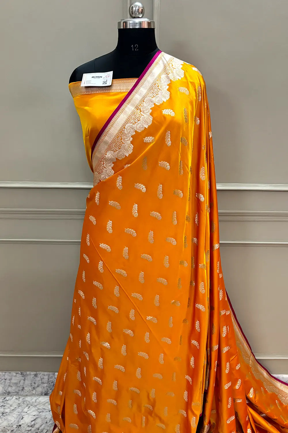 Mustard Kanak Buti Katan Silk Banarasi Saree