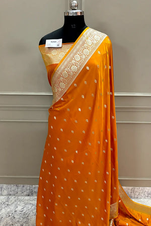 Mustard Mario Patti Katan Silk Banarasi Saree