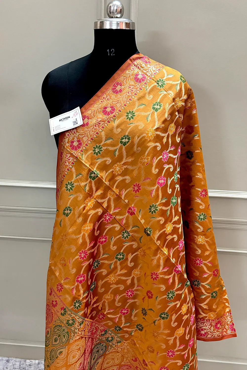 Mustard Zari Meena Cotton Silk Banarasi Dupatta