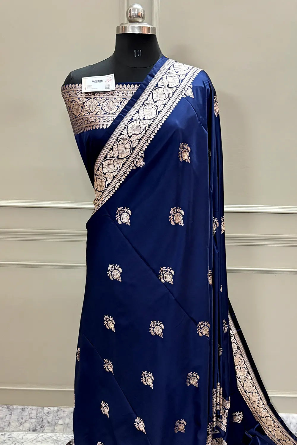 Navy Blue Kohinoor Buti Katan Silk Banarasi Saree