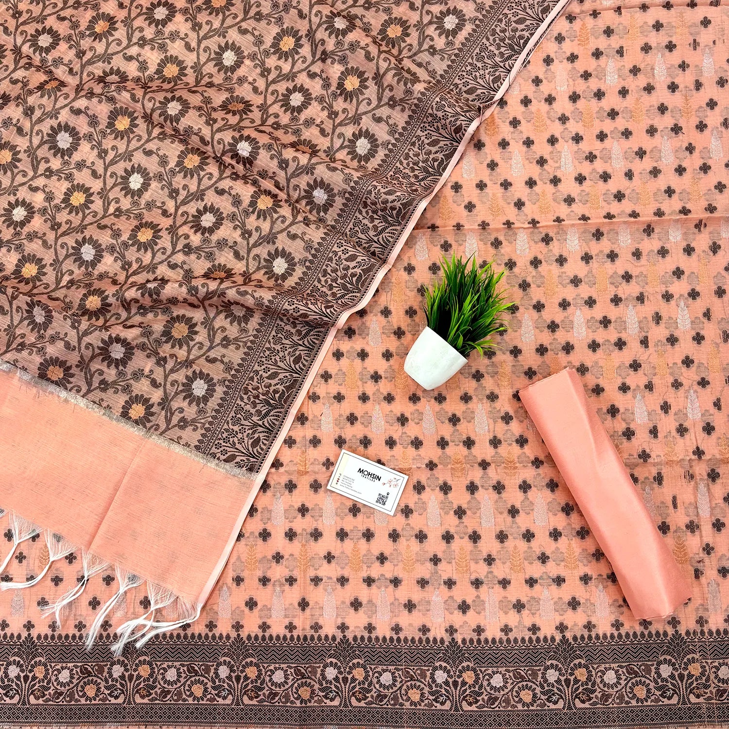 Orange Resham Zari Banarasi Silk Suit