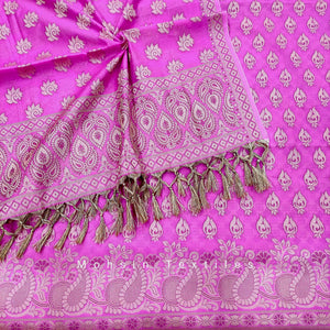 Light Pink Kacchi Carry Fire Cotton Banarasi Suit