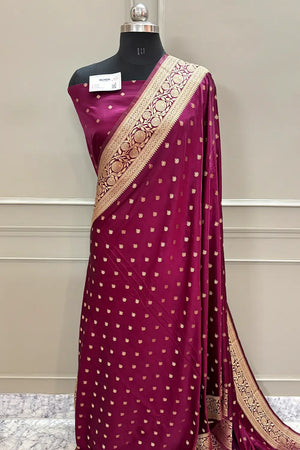Purple Golden Zari Katan Silk Banarasi Saree