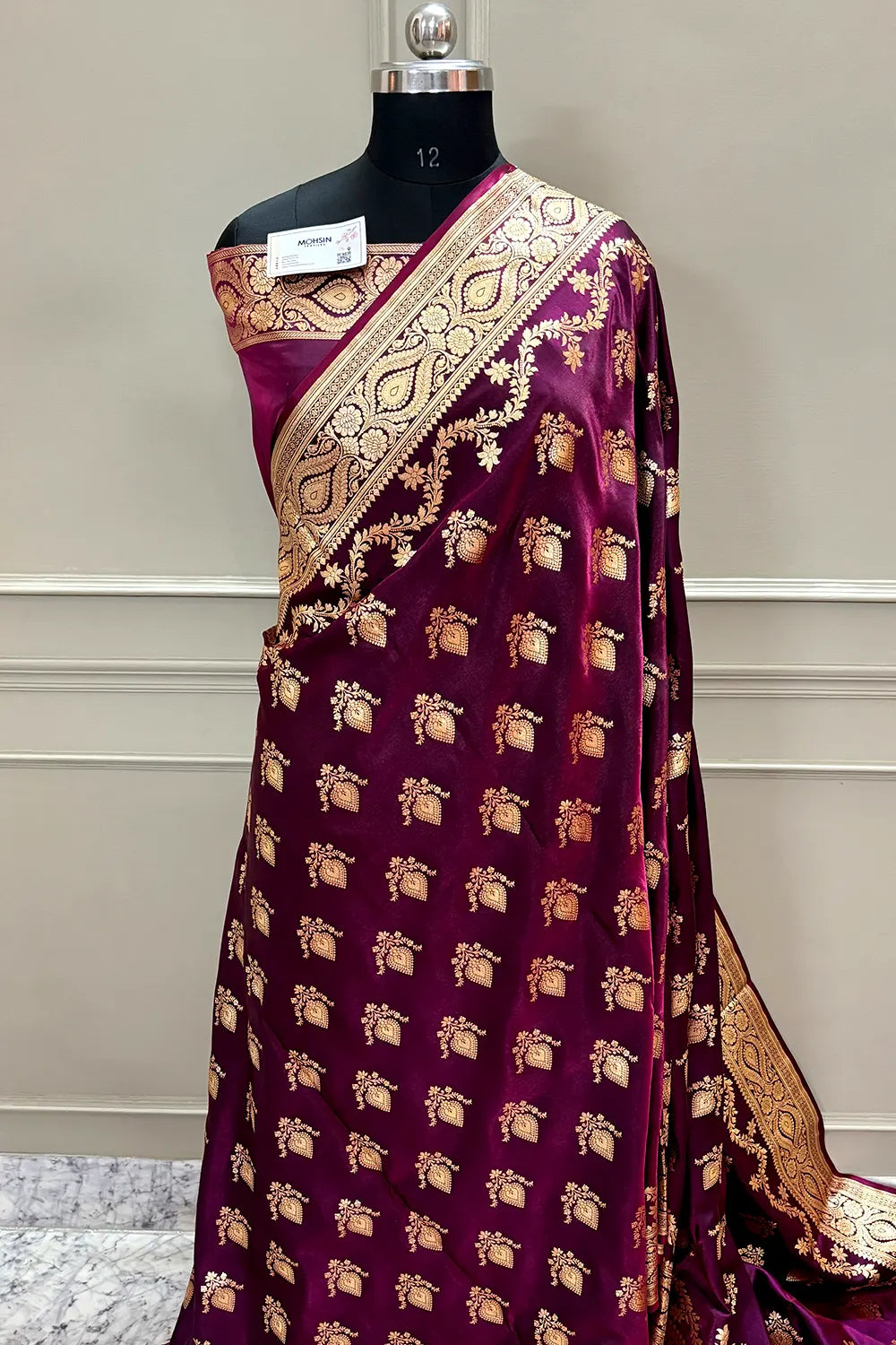 Purple Ruby Buti Katan Silk Banarasi Saree