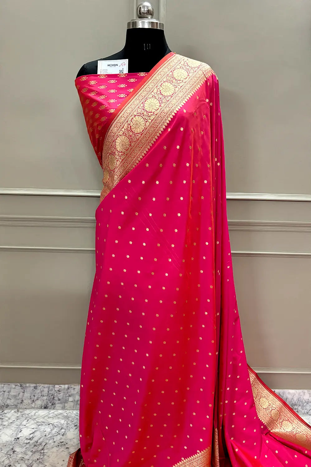 Rani Pink Nanhikali Katan Silk Banarasi Saree