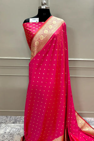 Rani Pink Nanhikali Katan Silk Banarasi Saree