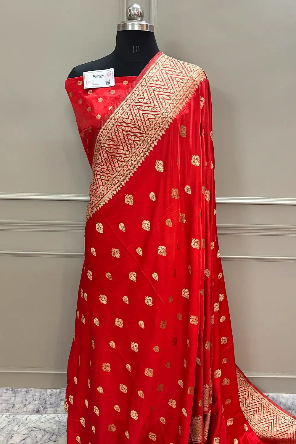 Red Chagan Patti Katan Silk Banarasi Saree