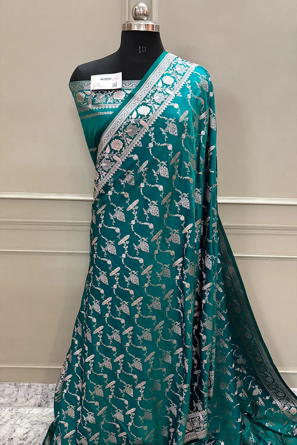 Teal Masakali Katan Silk Banarasi Saree