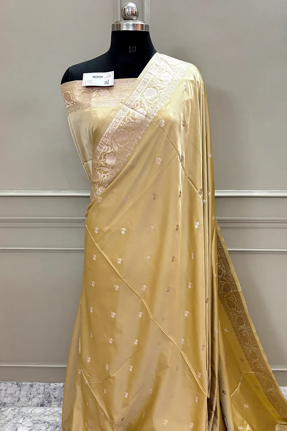 Yellow Babu Buti Katan Silk Banarasi Saree