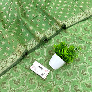 Dark Pista Surahi Jaal Cotton Silk Banarasi Suit