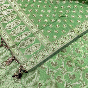 Dark Pista Surahi Jaal Cotton Silk Banarasi Suit