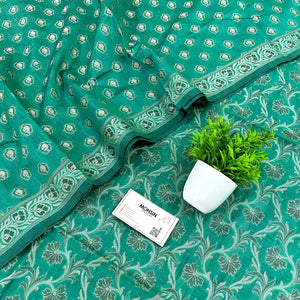 Dark Sea Green Surahi Jaal Cotton Silk Banarasi Suit