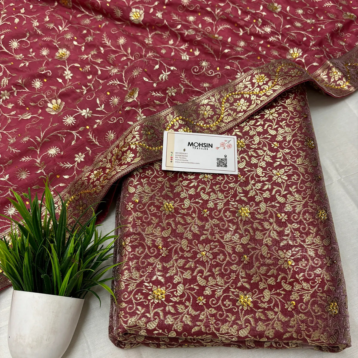 Peach Stone Work Kimkhab Silk Banarasi Gharara