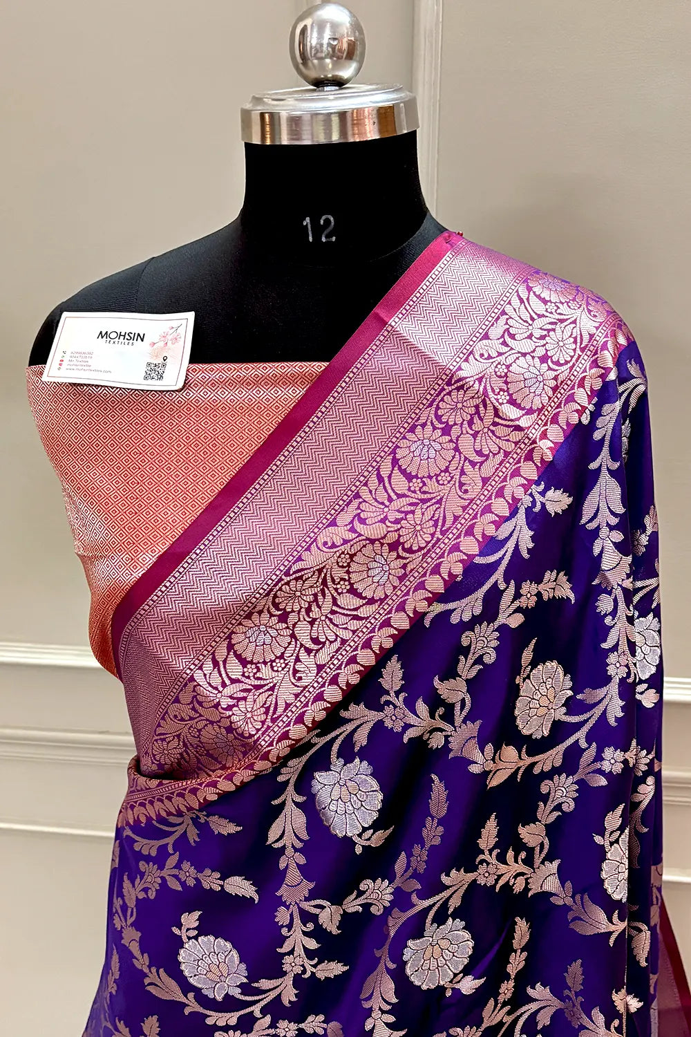 Auda and Red Golden Zari Banarasi Silk Saree