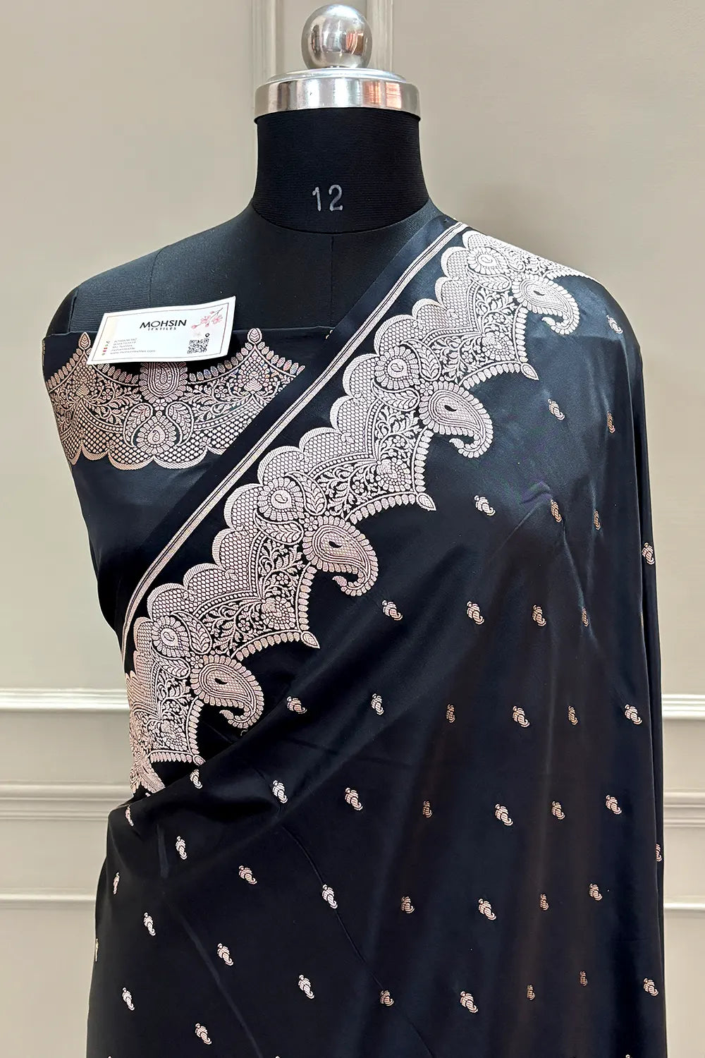 Black Deepak Buti Katan Silk Banarasi Saree